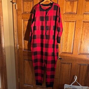 Old Navy Red and Black Buffalo Plaid Women's One-Piece Pajama